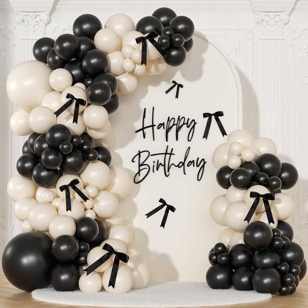 Balloon Arch Kit - 151-teiliges Schwarzes und Sandweißes Latex-Ballon-Girlanden-Set Hochzeit