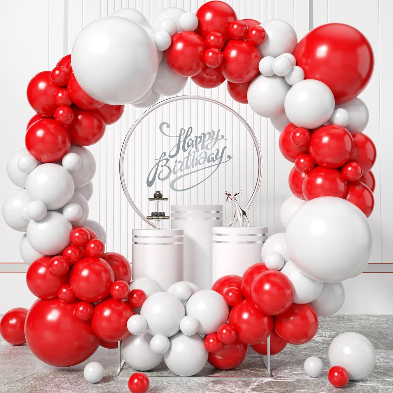 100-teiliges rotes und weißes  – Balloon Arch Kit Bewertung und Preis
